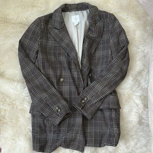 H&M brown plaid blazer